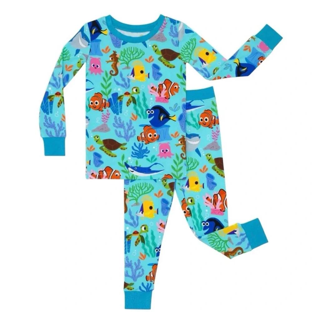 Little Sleepies Disney Nemo’s Reef Bamboo Pajama Set 2 Piece Size 7/8 NWT